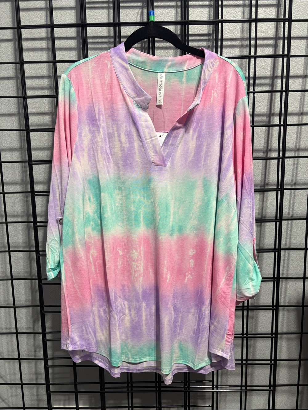 Dear Scarlet Pastel Tie-Dye V-Neck Tunic Top in Pink, Mint & Lavender